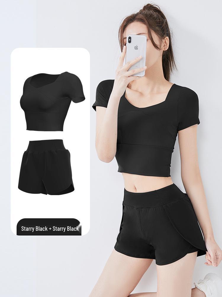 Women's Quick-Dry Summer Yoga & Fitness Two-Piece Set - Casual Sportswear Plus Size Short Sleeve