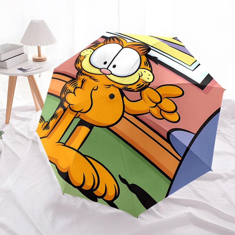 1pc Garfield Outdoor Umbrella with Automatic Opening Mechanism, Foldable Design, 8-Rib Iron Frame - Perfect Gift for Fans, Travelers, Everyday Use.P00