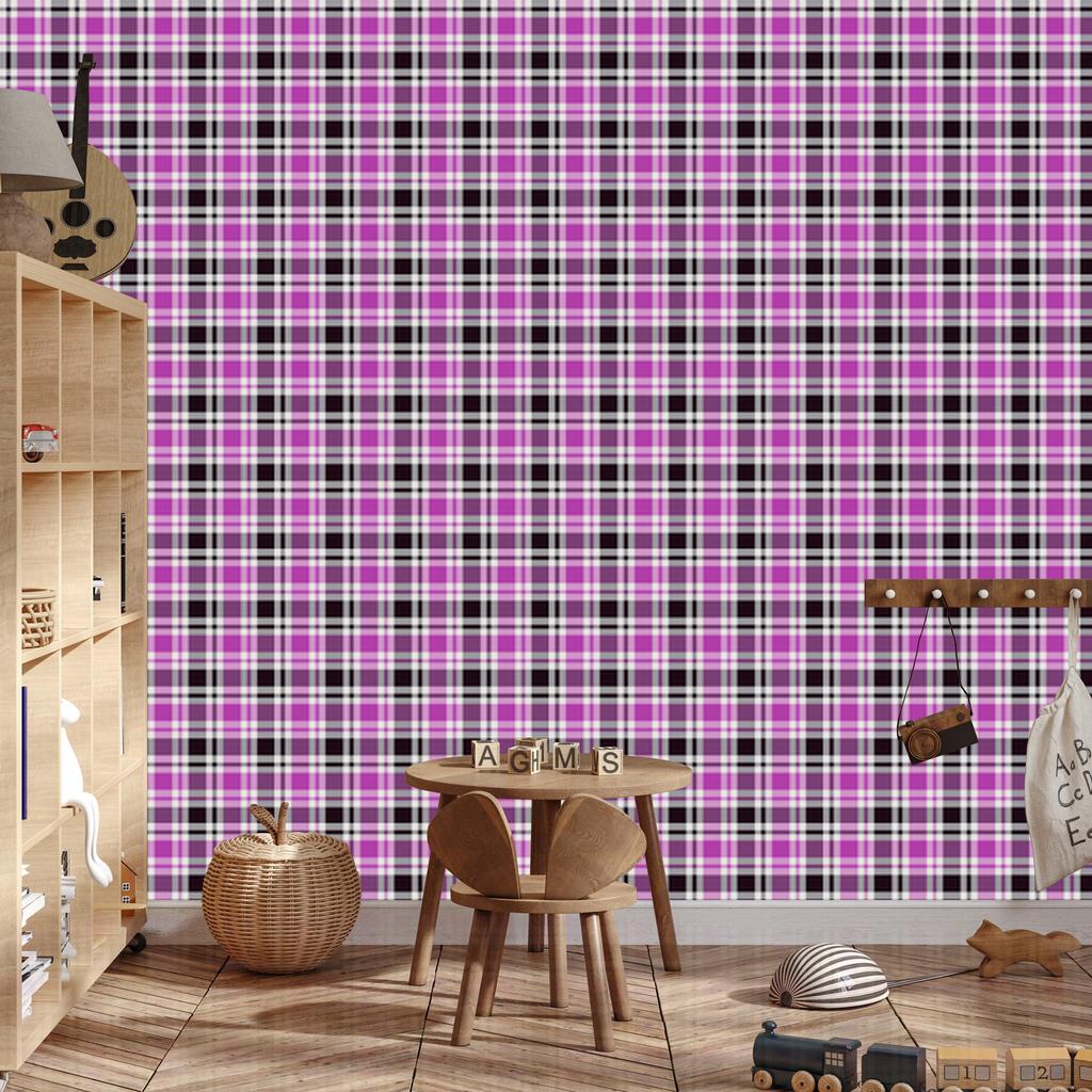 Purple Checkered Wallpaper Purple, Light Gray and Gray 50x1000