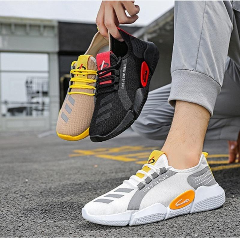 Men's New Arrival Fly-Knit Mesh Casual Running Sneakers – Breathable Lightweight Lace-Up Cloth Shoes, Trendy Comfortable Athletic Footwear for Daily