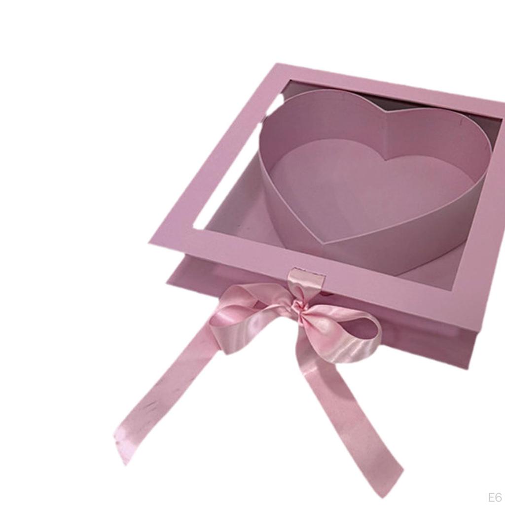 Boutique Valentine's Heart Flower Box Clear Top Creative Elegant Romantic Fillable Packaging for