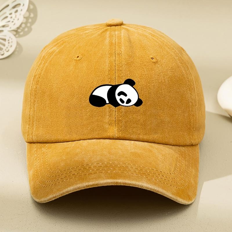 Baseball Cap, Lazy Panda Cartoon Print, Retro Soft Top Duckbill Cap, Outdoor Sports, Running and Leisure Choice