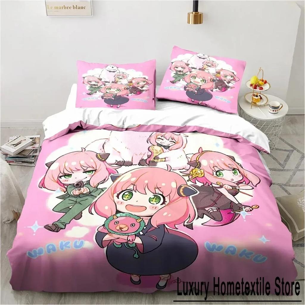 SPY×FAMILY Anime Täcke Sängkläder Set Tecknad Påslakan Örngott Full Size Queen King Quiltöverdrag Enkelsäng Dubbelsäng A
