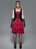 Rosegal Gothic Grommets Two Tone Lace-up Ruched Layered Tank Dress