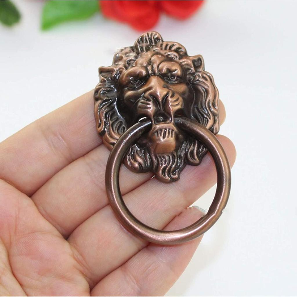 12PCS Door Knobs Diameter Knocker Handles Pulls Green Bronze Color Pure Copper Die Casting Lion Head Vintage