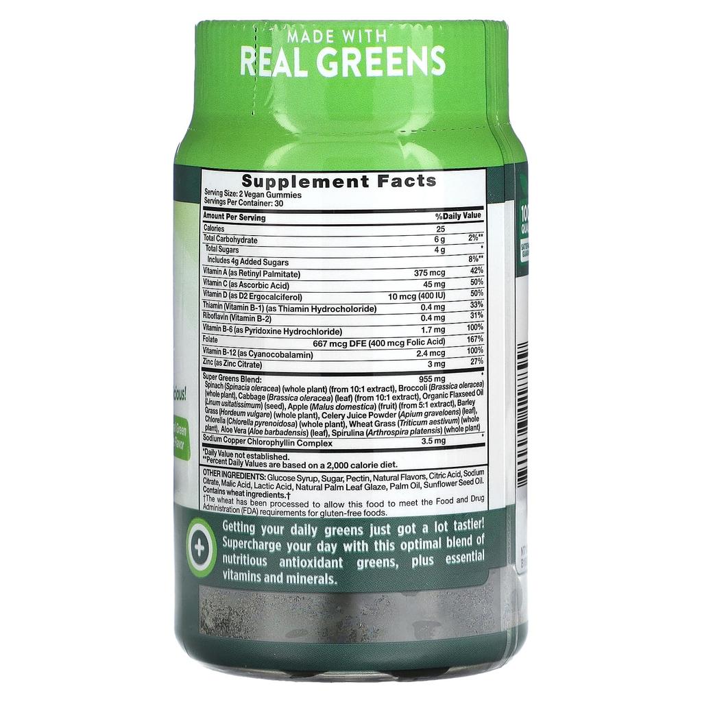 Nature's Truth Super Food, 10 Super Greens, Natural Green Apple, 60 Vegan Gummies