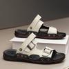 Romerske sandaler for menn svart hvitt skinn Gladiator sandaler utendørs sommer romerske sandaler for menn Peep Toe åpen tå strandsko