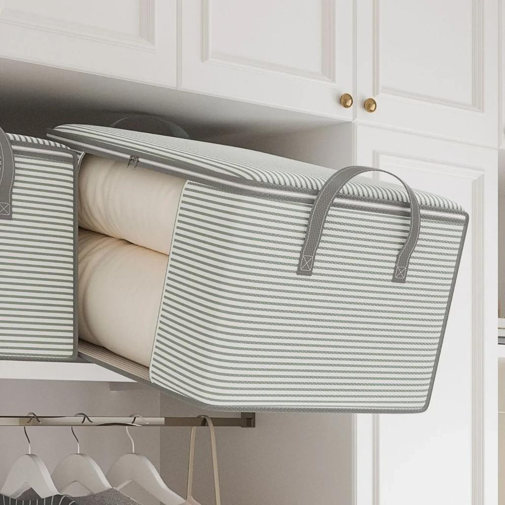 1PC omforter Storage Bag - Folding Organizer Bag for Comforters, Pillows, Mothproof Space Saver, Large Collapsible Organizers