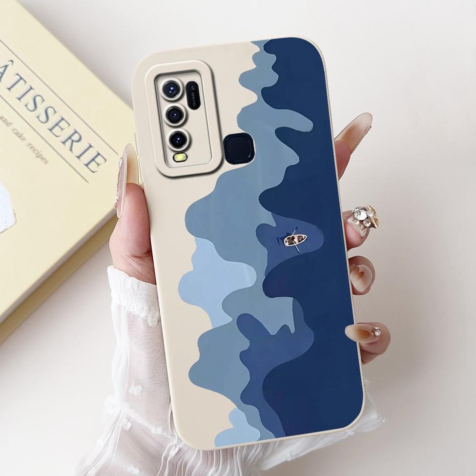 For Vivo Y30 1938 Case Y50 1935 Luxury Flowers Kawaii Cute Funny Painted Silicone Shockproof Phone Case For Vivo Y50 Back Cover