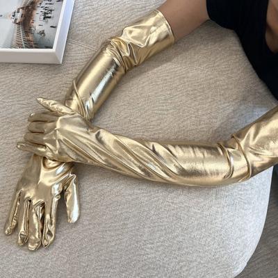 1 pár Dámské Cosplay Rukavice Potažené Umělou kůží Pět prstů Protiskluzové Noční klub Pódiové rukavice Pole Dance