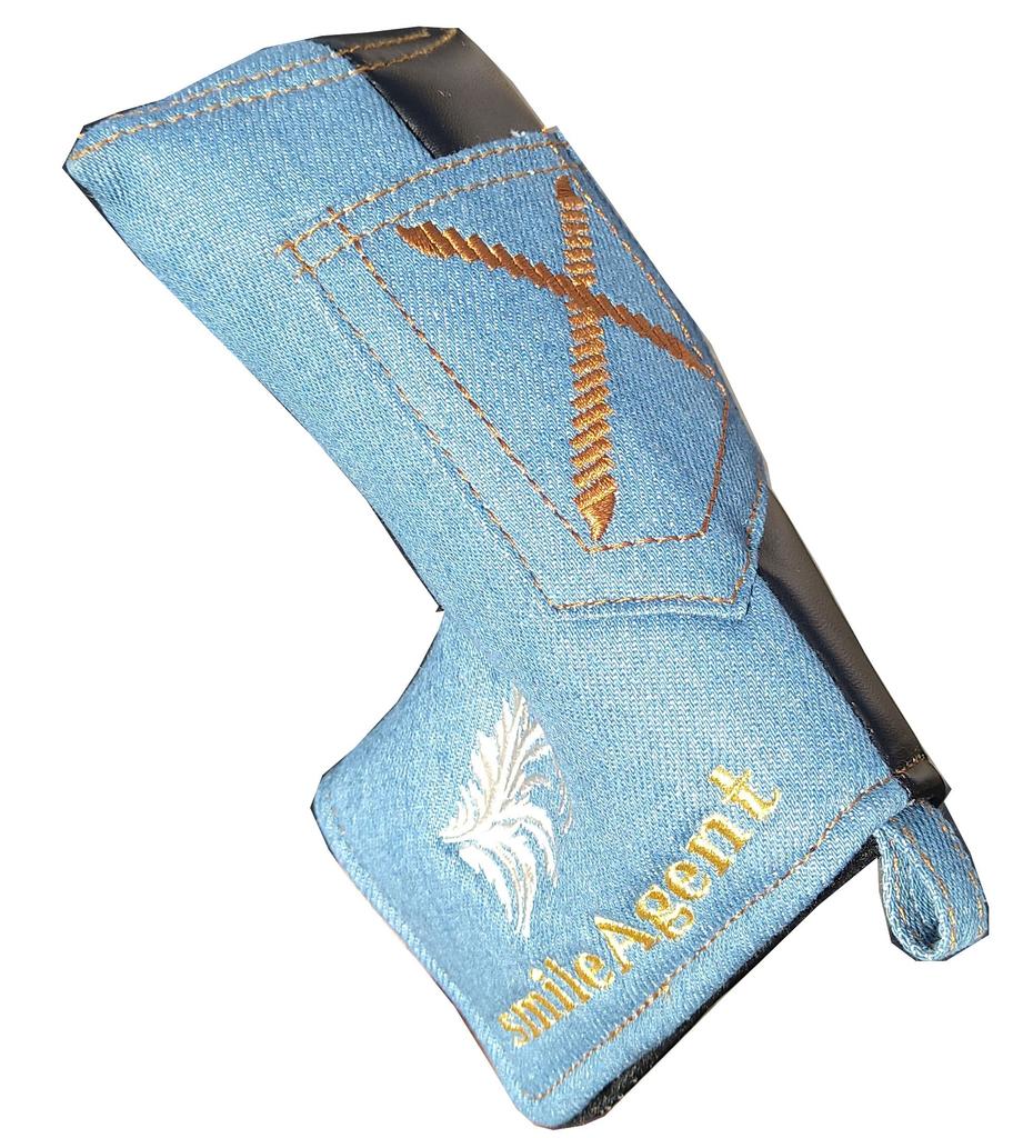 Denim golf putter cover for pin type magnetic type blue