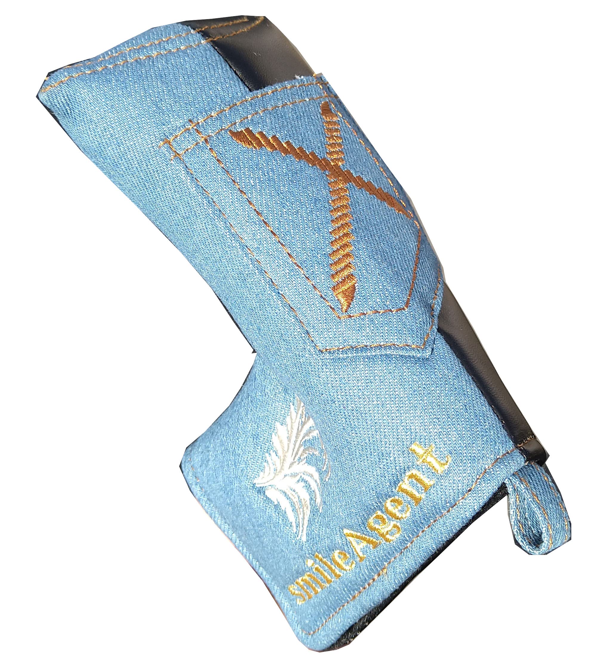 

Denim golf putter cover for pin type magnetic type blue