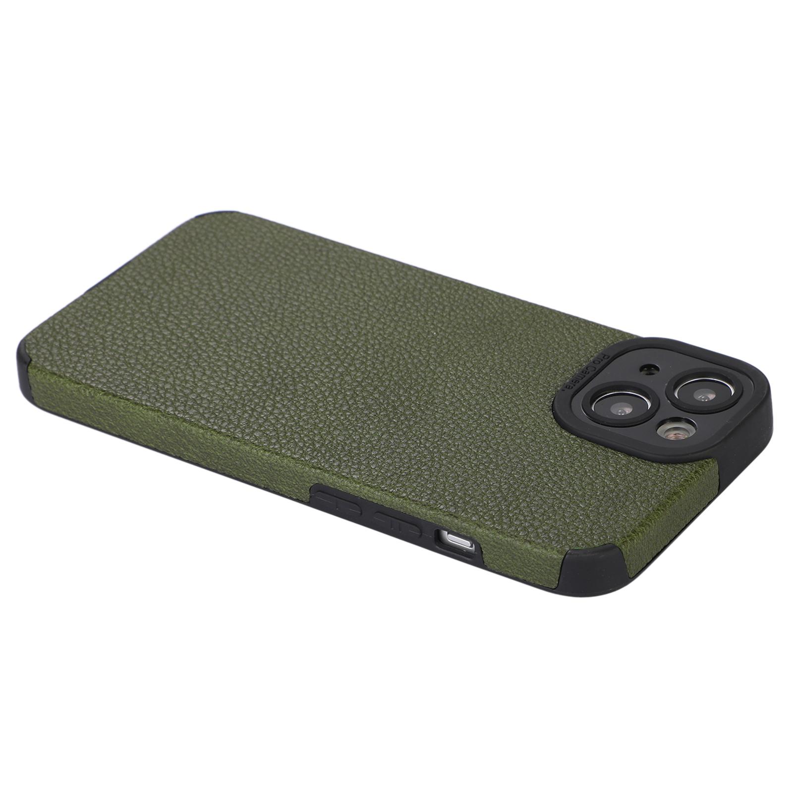 

For iPhone 13 Case Anti-Scratch PU Leather+TPU Phone Back Cover Green