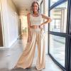 Women Autumn Winter Versatile Draped Solid Color High-Waisted Wide-Leg Pants with Pocket