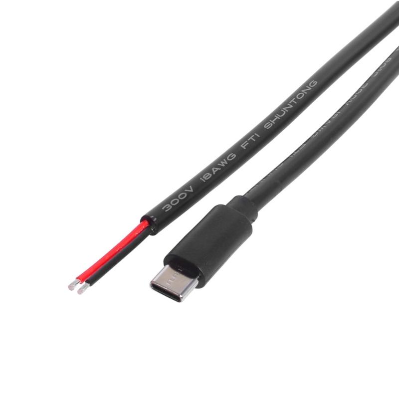 Universal Compatibility Type C Charging Cord Line Heavy Duty 2pin Adapter Wire 35W Power Supported 2Pin Open End