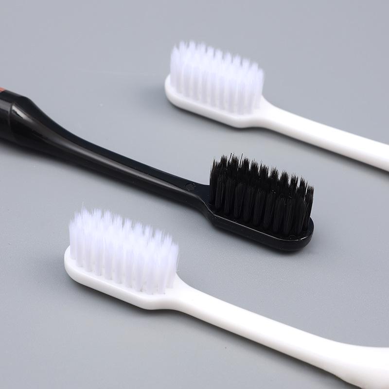 Elegant Soft Bristle Toothbrush Set: Black & White Design for Adults, Students, and Couples