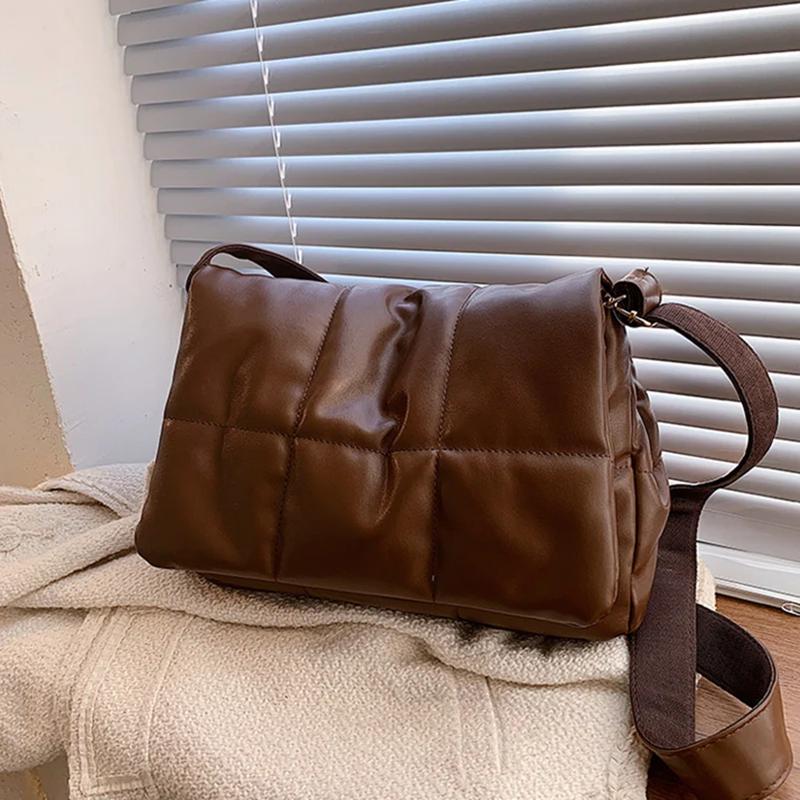 New Arrival Space Cotton Shoulder Bags For Women Luxury Quilted Down PU Leather Crossbody Bag Messenger Handbag Totes Purse