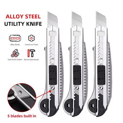Utility Knife SK5 Steel Blade Can Replacement and Retractable Sharp Cut Paper Fabric Wood Rubber Plastic