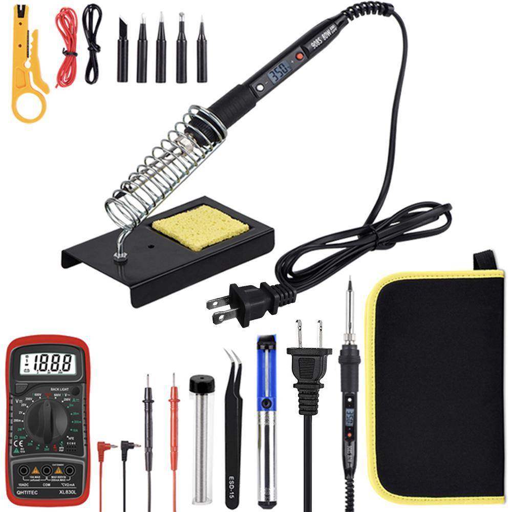 

Наборы паяльников JCD с цифровым мультиметром 80 Вт 220 В, регулируемая температура, многофункциональные сварочные инструменты для паяльника чёрный
