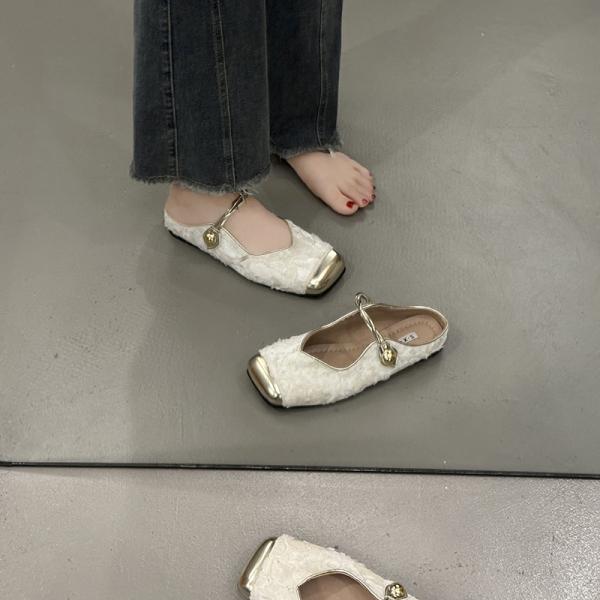 Fashion Slippers Casual Cover Toe Women's Shoes With Platform Pantofle Slides Luxury 2025 Square Mary Janes Square Toe Slippers Casual F