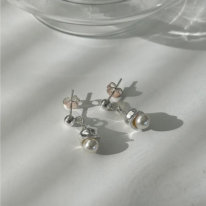 [925silver] Belly Pearl Earring