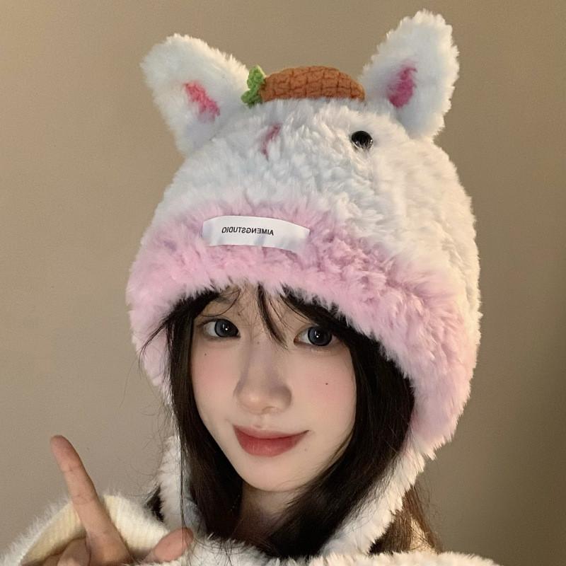 Rabbit Ear Cute Winter Hat For Women Hand Knitted Warm And Chic Accessory Cozy