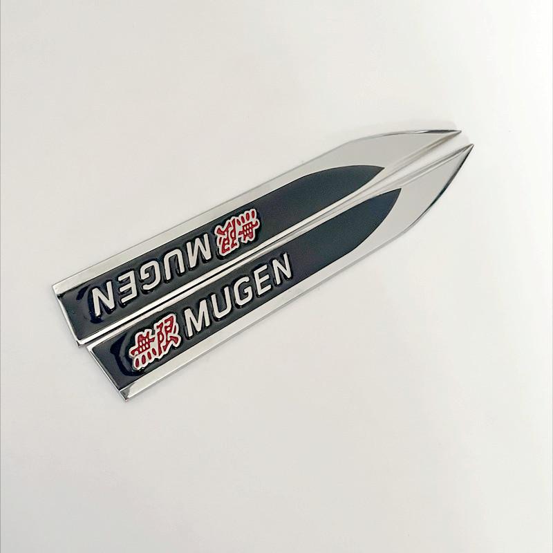1Pairs 3D Metal Mugen Side Fender Emblem Badge Sticker Car Body Styling Accessories For Honda Civic Odyssey Accord CR-V FIT City
