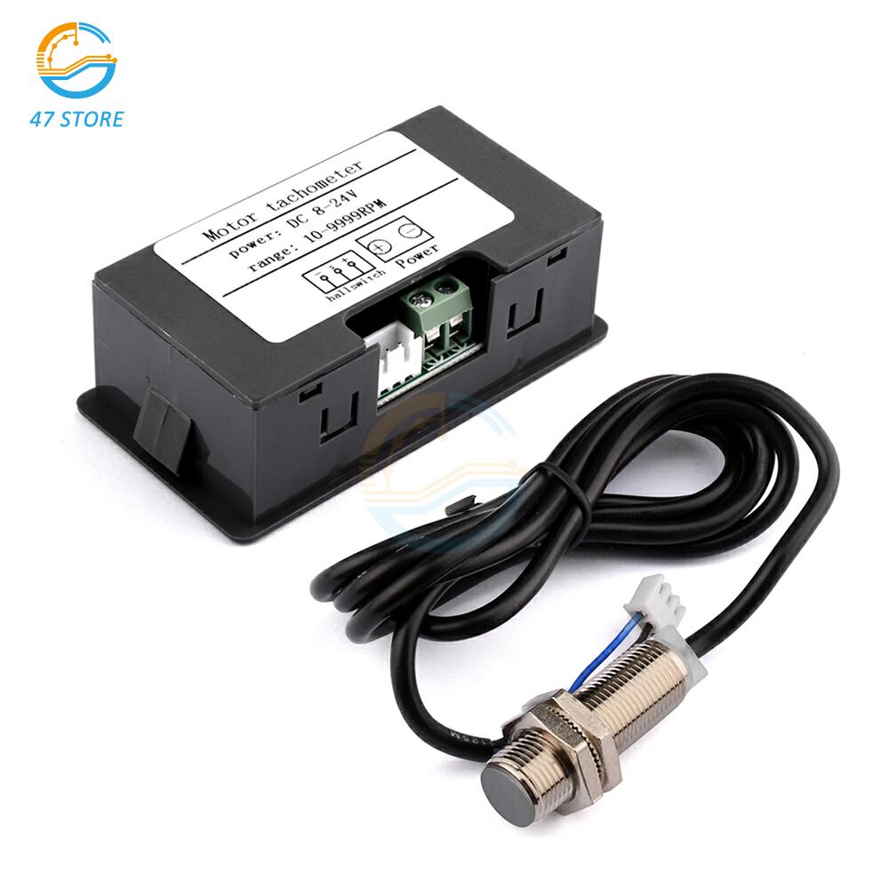 4 Digital LED Tachometer 0.56 Inch NPN 5V DC 8-24V 10-9999RPM Speed Meter RPM Gauge Speed Meter With Hall Sensor Switch