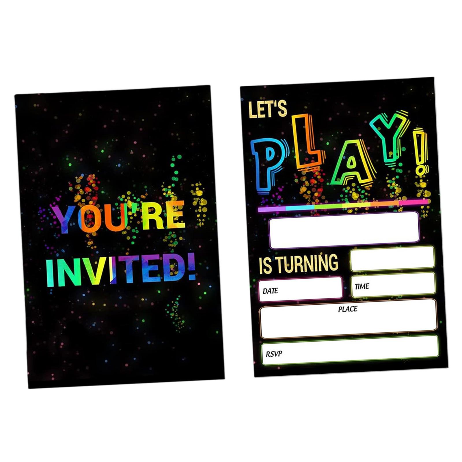 

Set Of 20 Eye Catching Neons Styles Party Invite Cards Glowing Invitation Cards For Birthdays Anniversaries 1