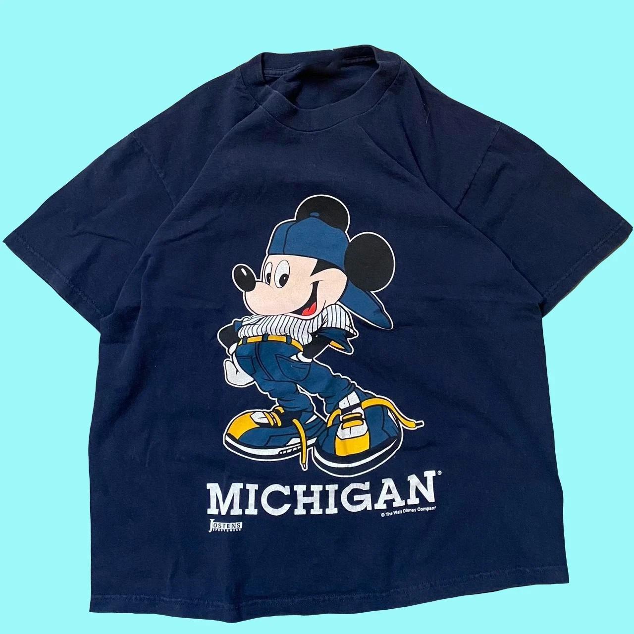 Университет Мичигана Микки Маус бейсбольная футболка 90-х РЕПРИНТ Новая S