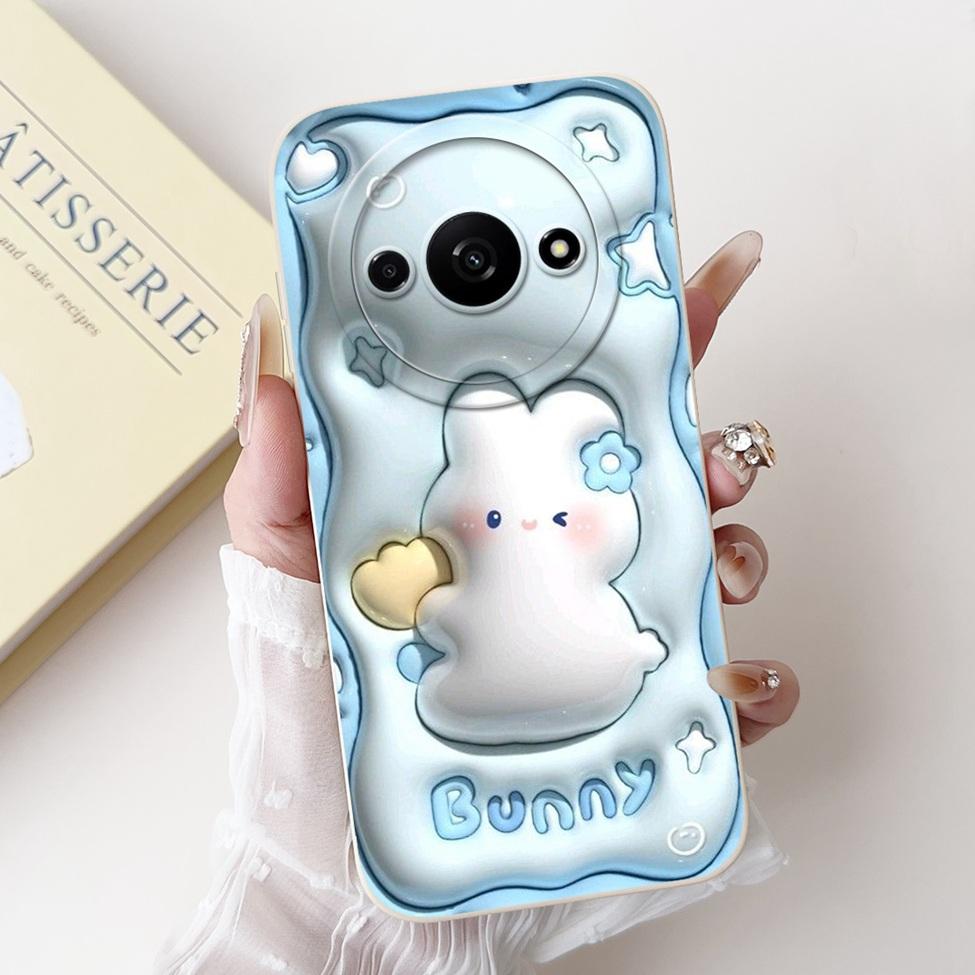 Für Redmi A3 Hülle Niedliche Cartoon Katze Ästhetisch Blumenmädchen Junge Stoßfeste Silikon-Rückabdeckung Für Xiaomi Redmi A3 Handyhülle Coque