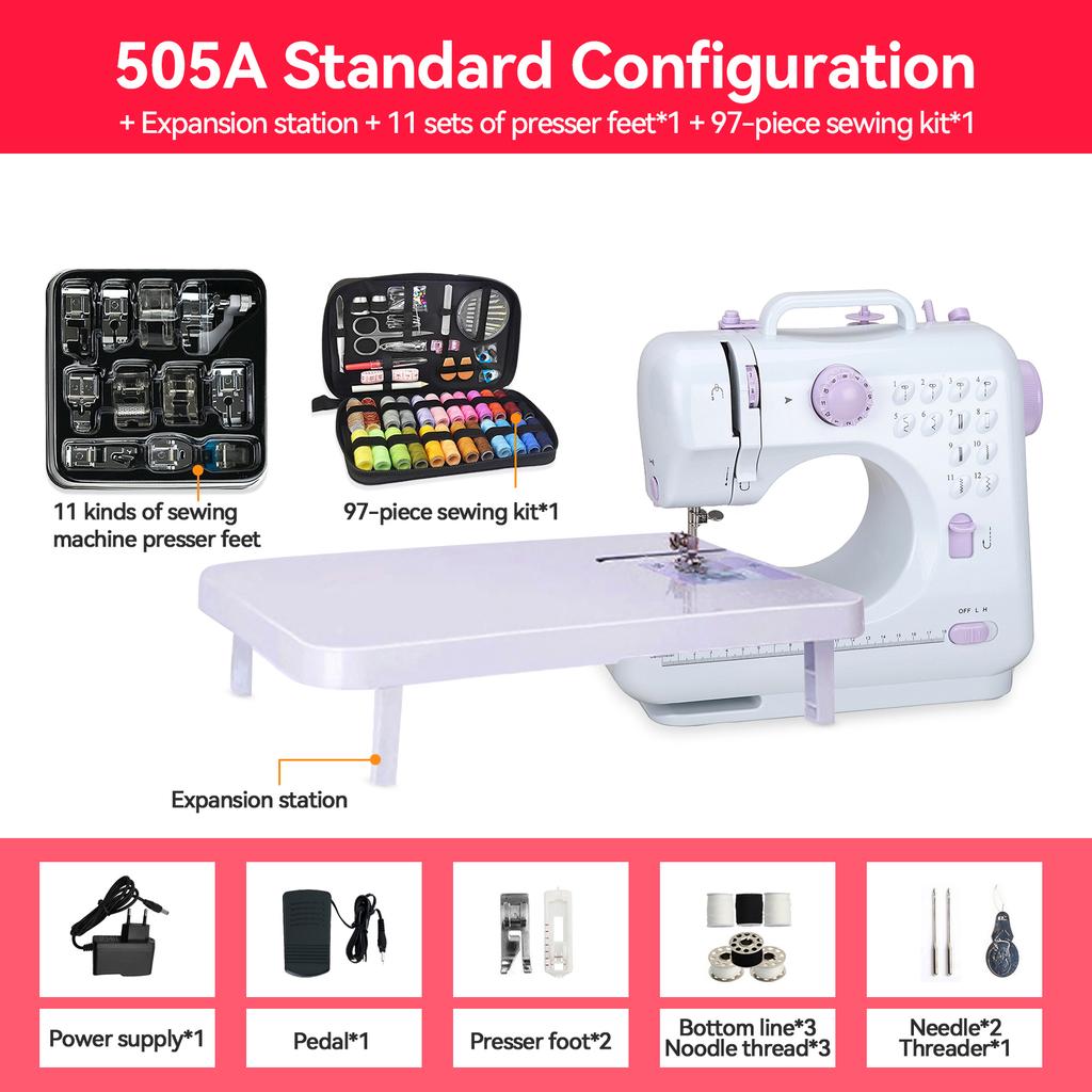 EU Stock Household Mini Portable Electric 505A Sewing Maquina De Coser Factory Factory Price Sewing Machine with Kits