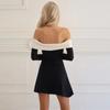 Off Shoulder Long Sleeves Slim Mini Dress Women's Sexy Elegant Outfit Prom Birthday Party Clubwear Dress