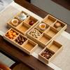 Multi-Grid Divided Plate Wooden Snack Storage Tray Reusable Bamboo Tray  Candy