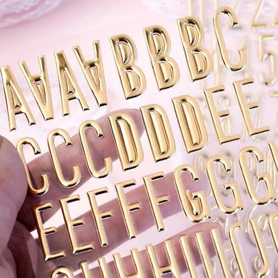 1PC 3D Gold Foil Glitter Alphabet Letter Stickers Scrapbooking Mini Self Adhesive Gold Letters Stickers for DIY Craft Art Gradua