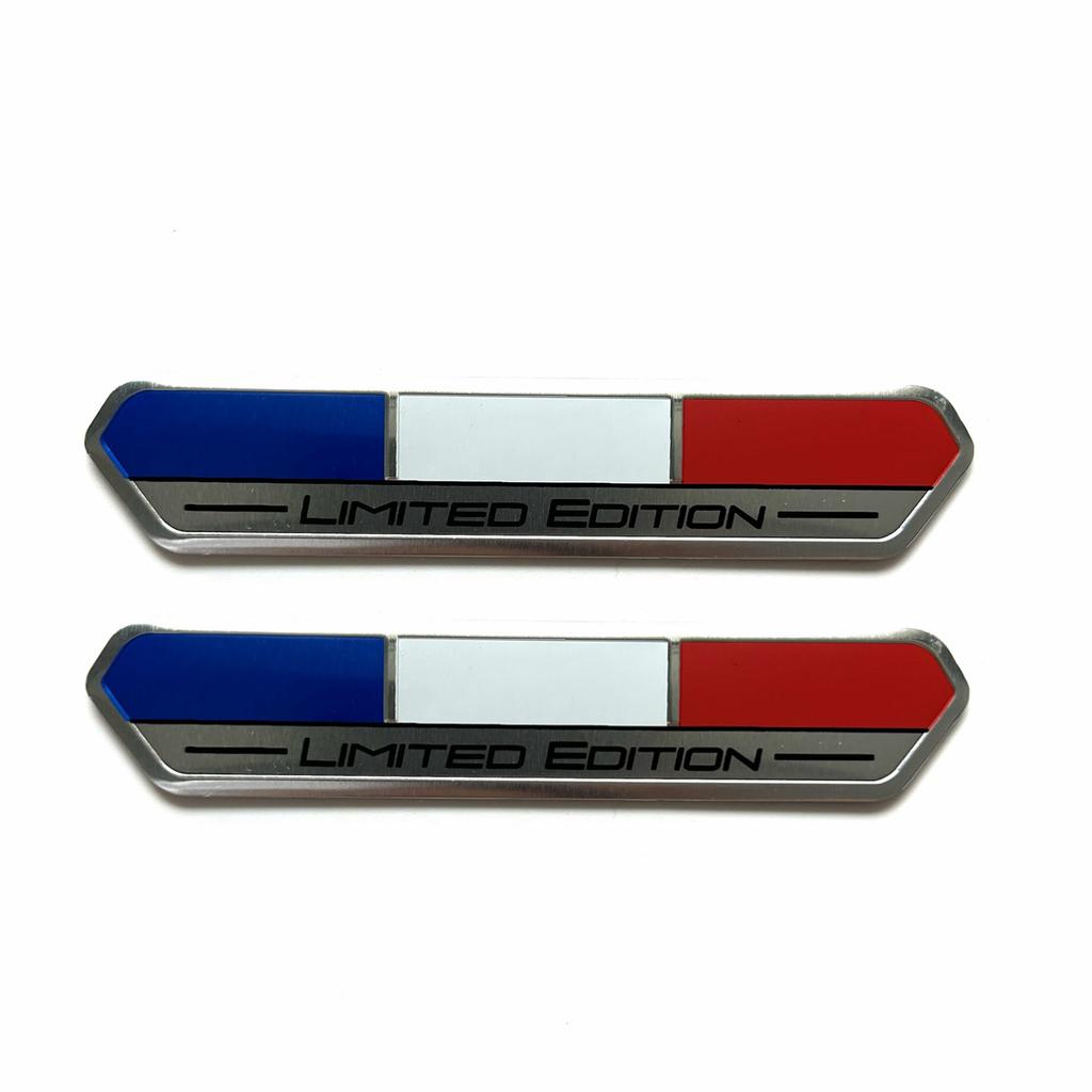 Limitierte Edition Französische Nationalflagge Aluminium Klebeemblem Heckklappenabzeichen Kotflügelaufkleber Karosserieaufkleber Autoemblem
