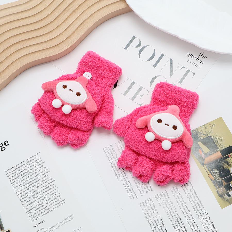 Kids' Winter Fingerless Flip-Top Writing Gloves – Warm Half-Finger Gloves for Boys & Girls