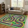 City Street Road Traffic Race Track Child Interaction Game Cartoon Living Room Kid Playroom Non-Slip Area Rug Carpet for Bedroom