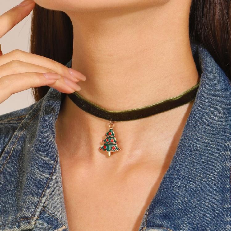 Snowflakes Christmas Tree Bells Velvets Collar Necklace Christmas Clavicle Chain