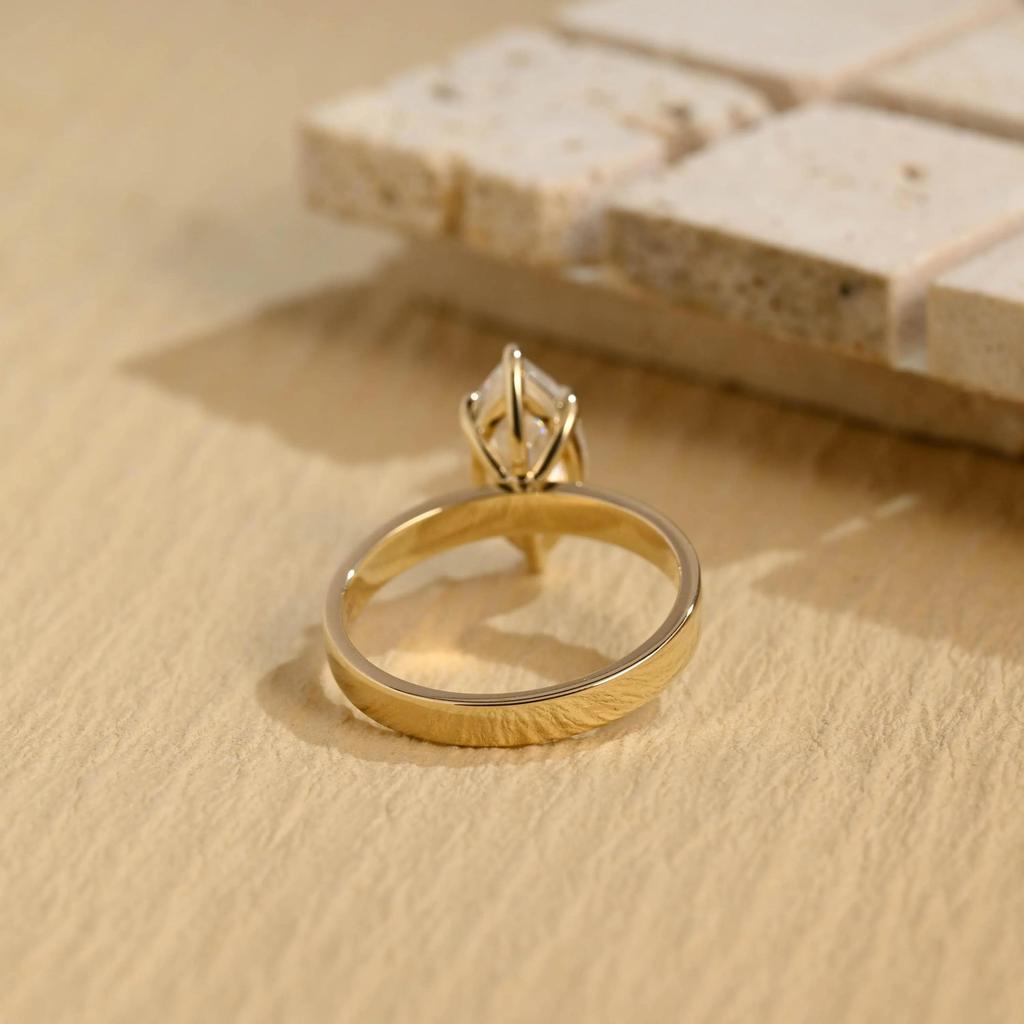 Marquise Cut Moissanite Engagement Ring, 3mm Width Solitaire Ring, Promise Ring, Anniversary, Birthday, Valentine’s Gift for Her