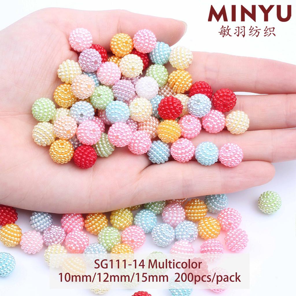 2024 Hot Sale Candy Color 10mm 12mm 15mm Round Resin Plastic Beads Bayberry Ball for Jewelry Bags Making