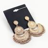 Hollow Out  Crescent for Women Boho Carved Flower Tassel Drop Earrings Small Bells Dangle Earring