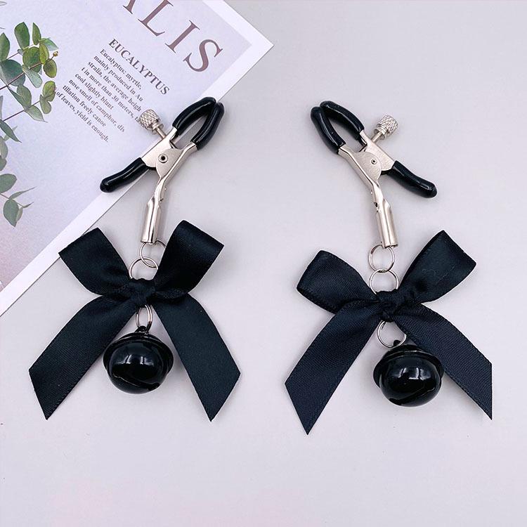 Bowknot Anal Plug & Nipple Clamps with Bells - Cute Flirting Set for Couples