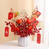 Luxurious Chinese-Style Pomegranate Fruit Arrangement: Faux Red Berries & Flowers for Living Room or Restaurant Decor