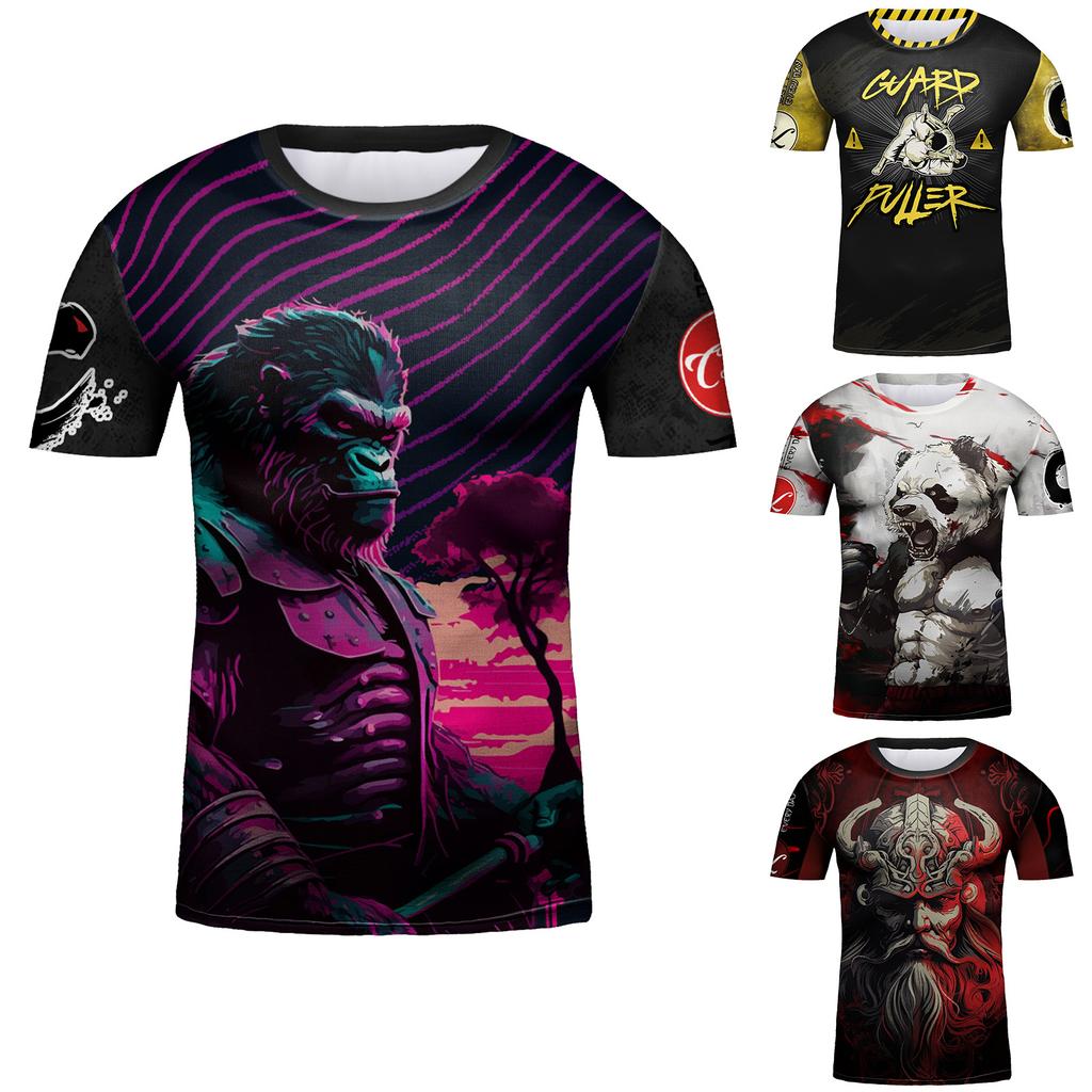 Camiseta Jiu Jitsu MMA Infantil Manga Curta Kickboxing Treino Camisas Secagem Rápida Crianças Meninos Esporte Fitness Boxe Corrida Camisa