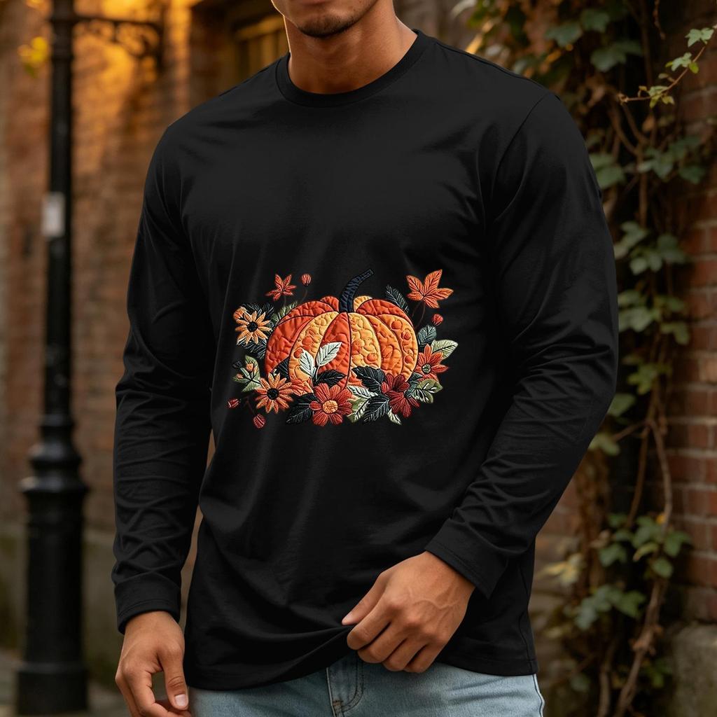 Men's Casual Long Sleeve Neck T-Shirt for Halloween