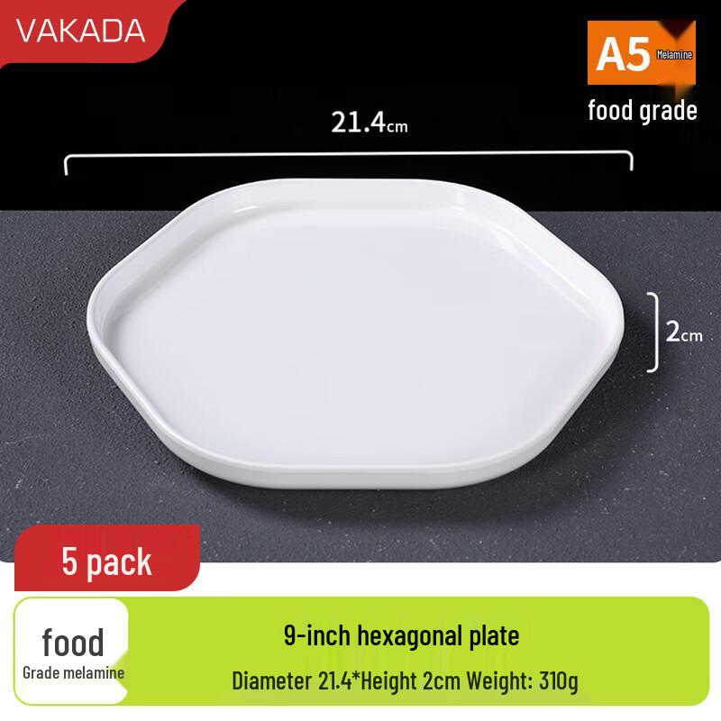 VAKADA 9-Inch Melamine Serving Plate (Set of 5)
