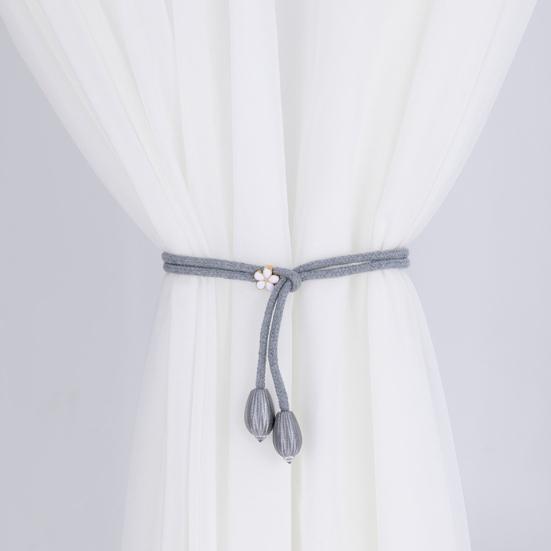 2Pcs Boho Style Curtain Straps Handmade Natural Cotton Linen Curtain Ties Curtain Rack Balcony Towel Holder
