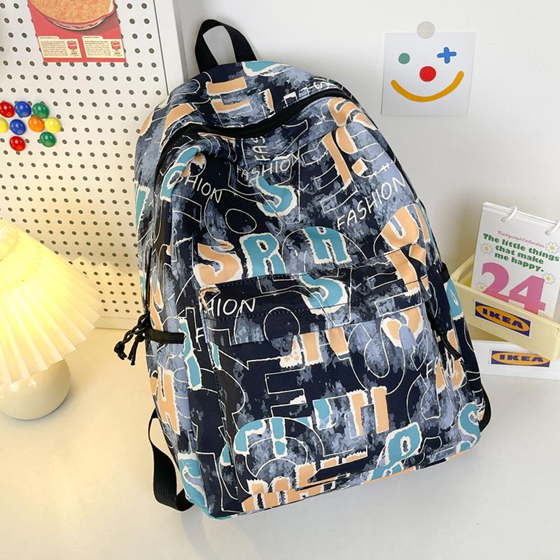 Women Large Capacity Backpack Men's Graffiti Print Backpack Student Schoolbag