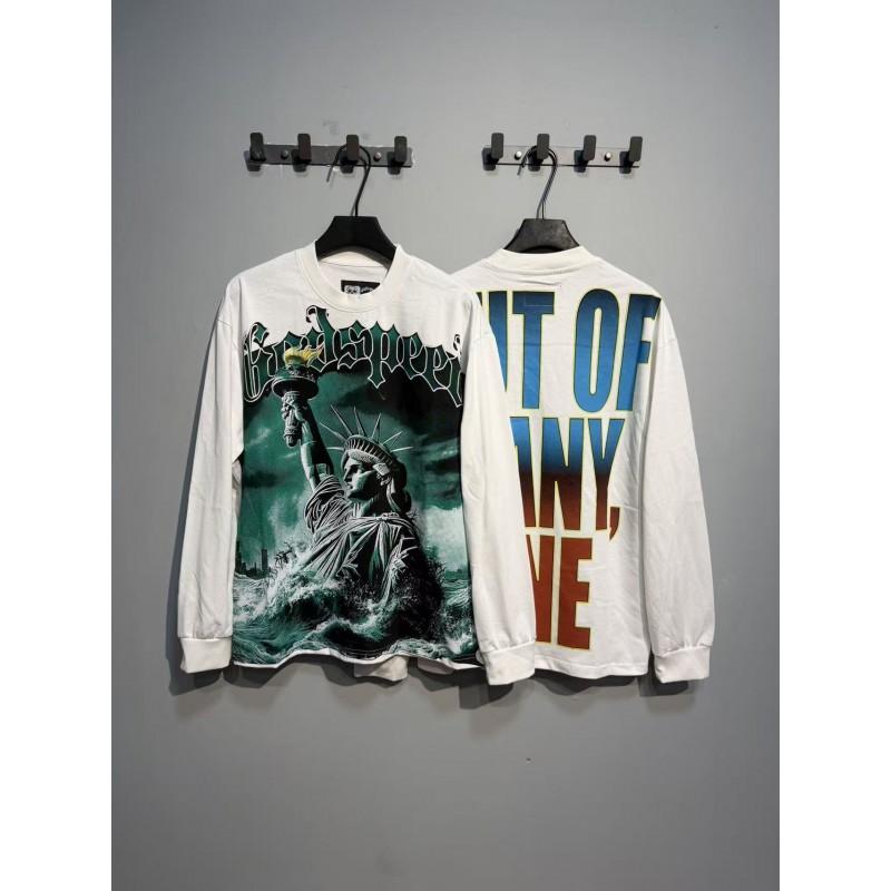 Unisex Vintage Skull Print Washed Cotton Long Sleeve Hoodie Streetwear Loose Fit